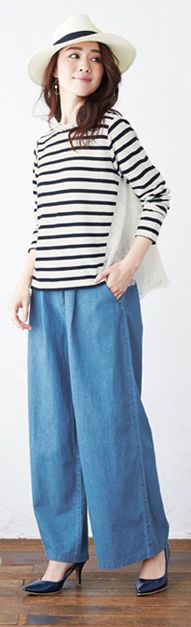 夏の着痩せコーデ⑤上半身おデブタイプは「ぴったりトップス」１